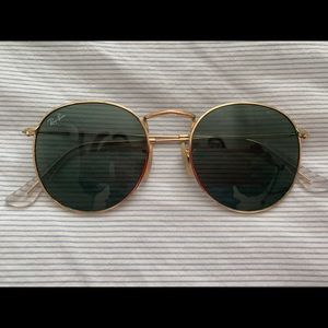 Unisex ray-ban round sunglasses gold